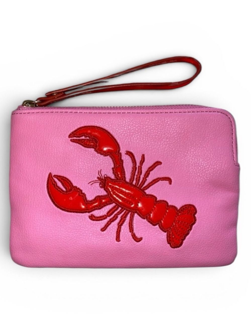 Hot Pink and Red Patent Embroidered Lobster Wristlet Wallet by Old Navy